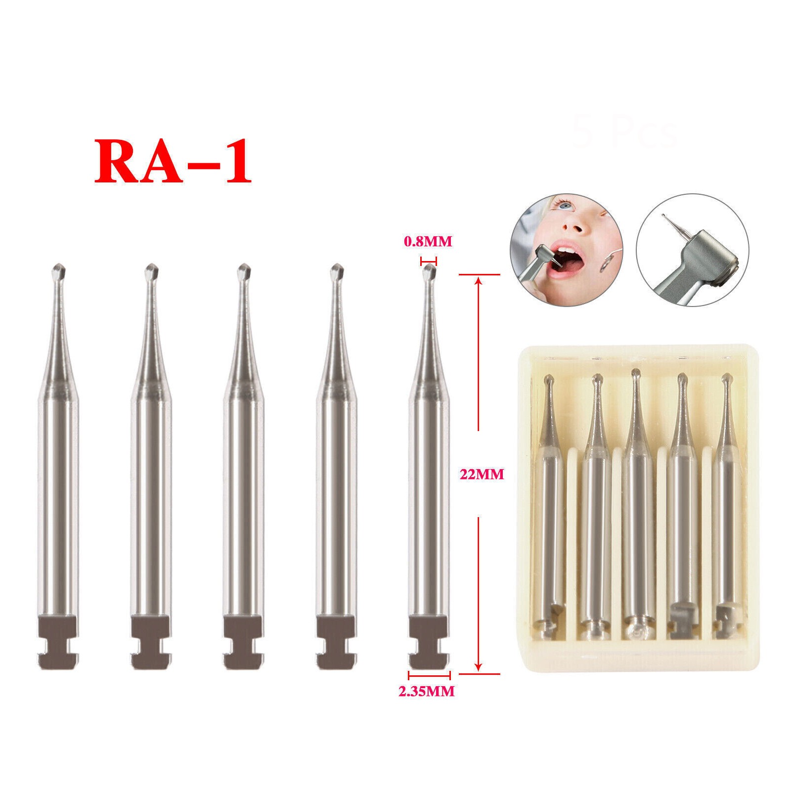 Burr Dental Round Latch Carbide Bur RA 1 2 3 4 5 6 7 8 Midwest LA For Slow Speed