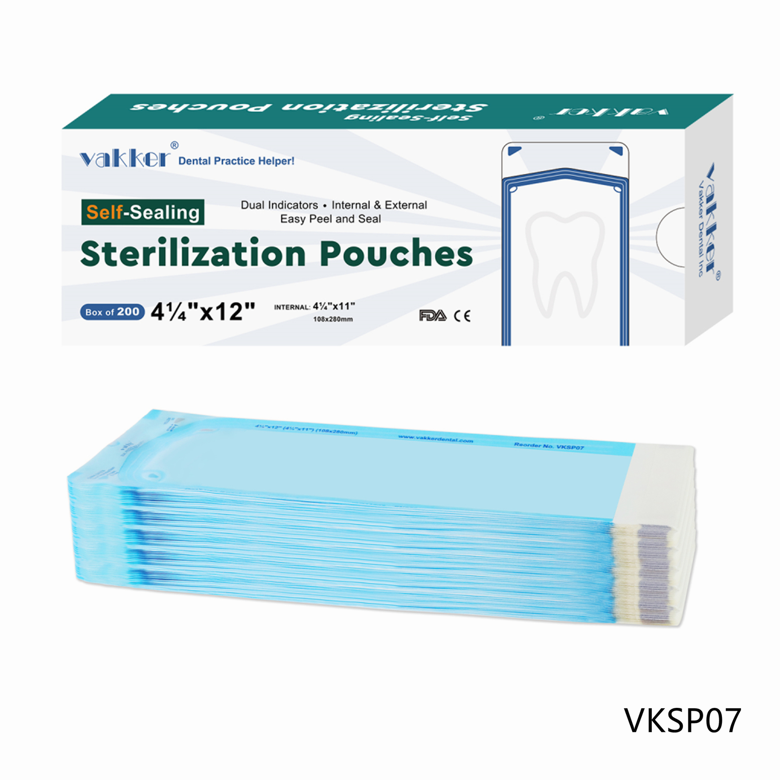 4000 4.25″ x 12″ Self Sealing Dental Sterilization Pouches Autoclave Bag FDA