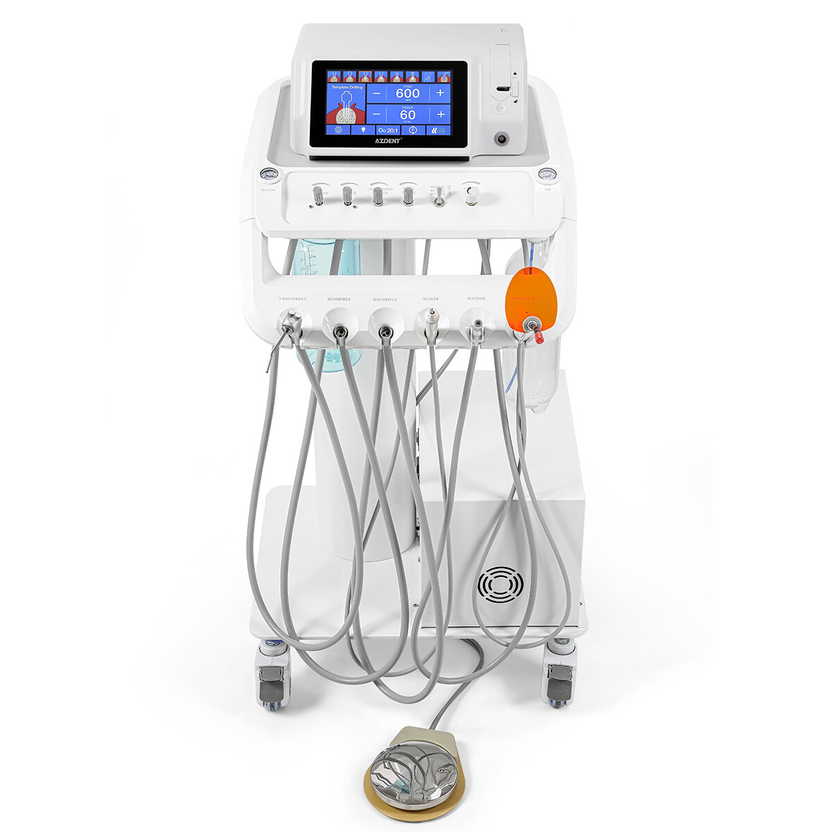 Dental Portable Delivery Unit System Suction Air Compressor Cart Motor 4 Hole