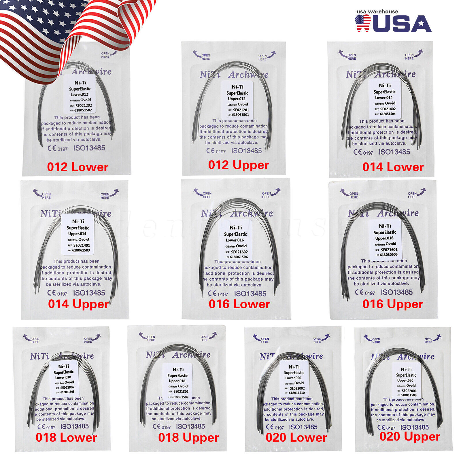 USA Dental Orthodontic Super Elastic Niti Round Arch Wire Ovoid Form