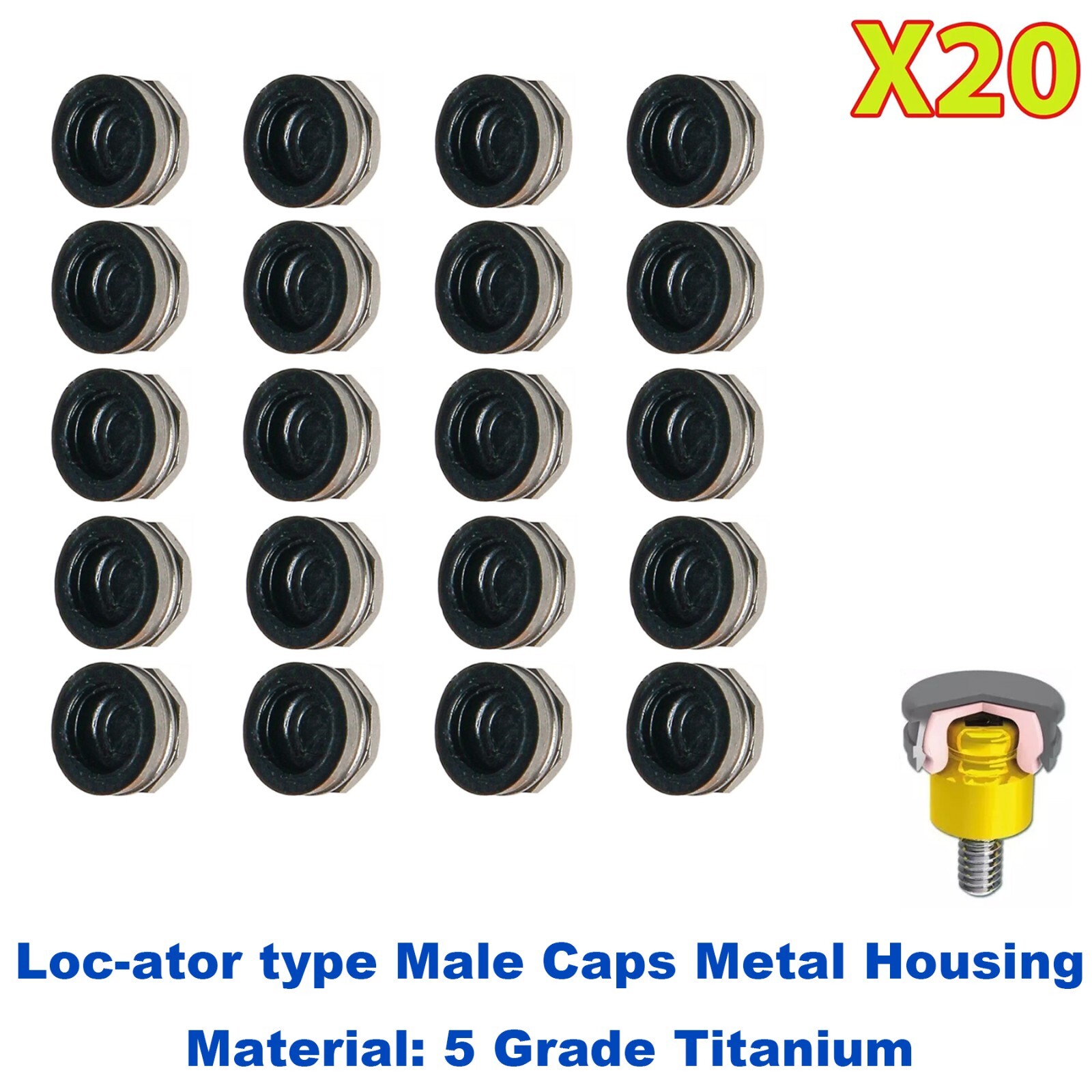 US 20Pcs Dental Overdenture Mini Implants Locator Retentive Caps 1.2/2.4lbs