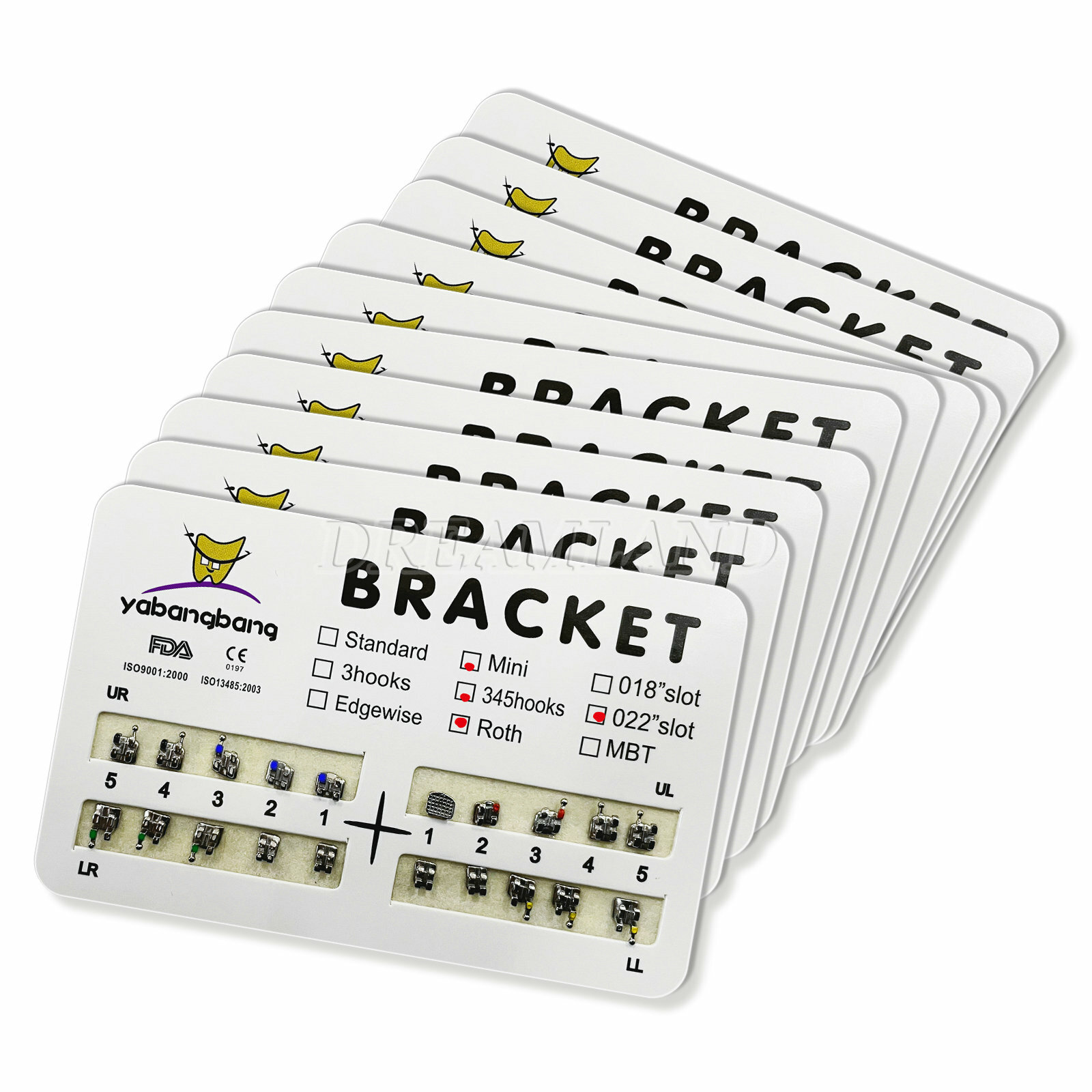 10 Kits Dental Orthodontic Brackets Braces Mini Roth Slot.022 3-4-5 Hook FDA CE