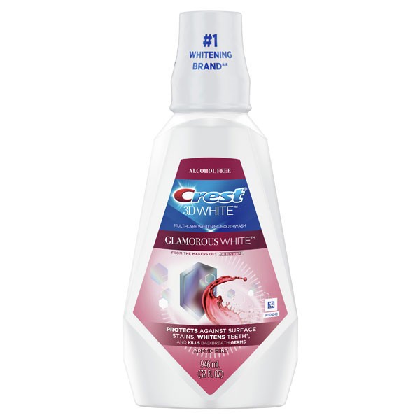 Crest 3D White Glamorous White Mouthwash, Case of 6 – 946mL (32 fl. oz.)