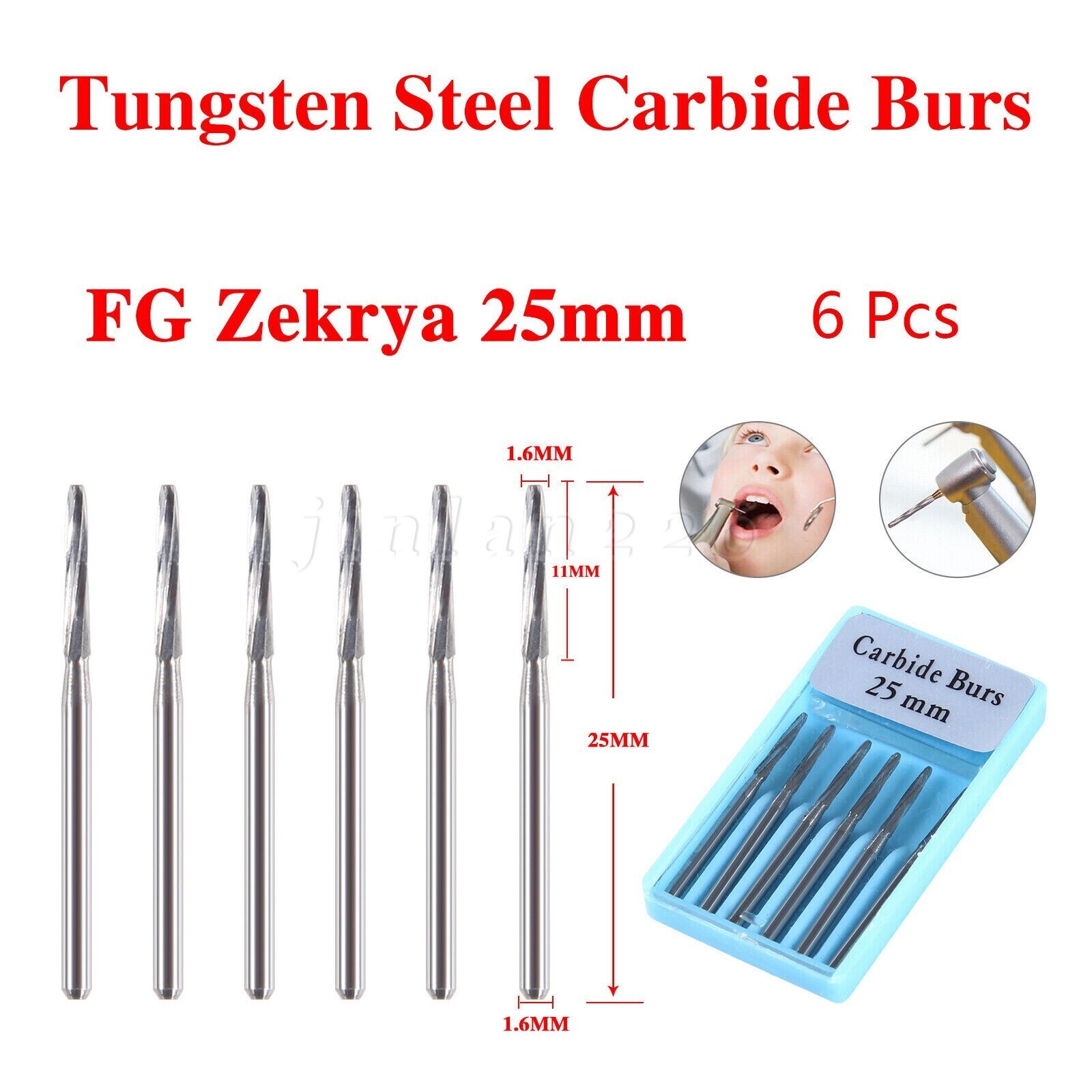 Dental Surgical Zekrya Carbide Tungsten Bone Cutters Finishing Burs FG 28mm/25mm