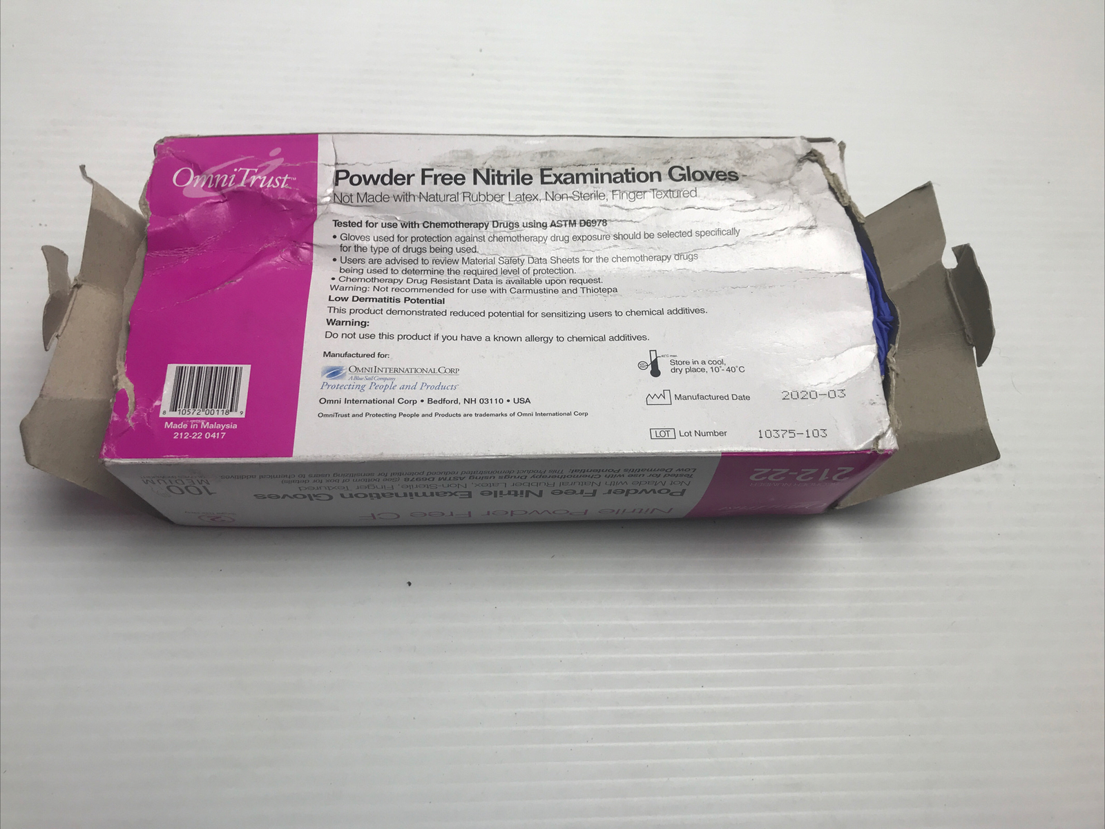 Omni Trust Nitrile Powder Free Exam Gloves Minor Box Damage