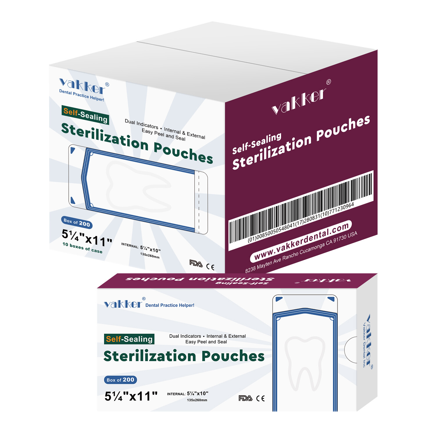 1000pc 5.25″ x 11″ Self Sealing Sterilization Pouches Autoclave Sterilizer Bag