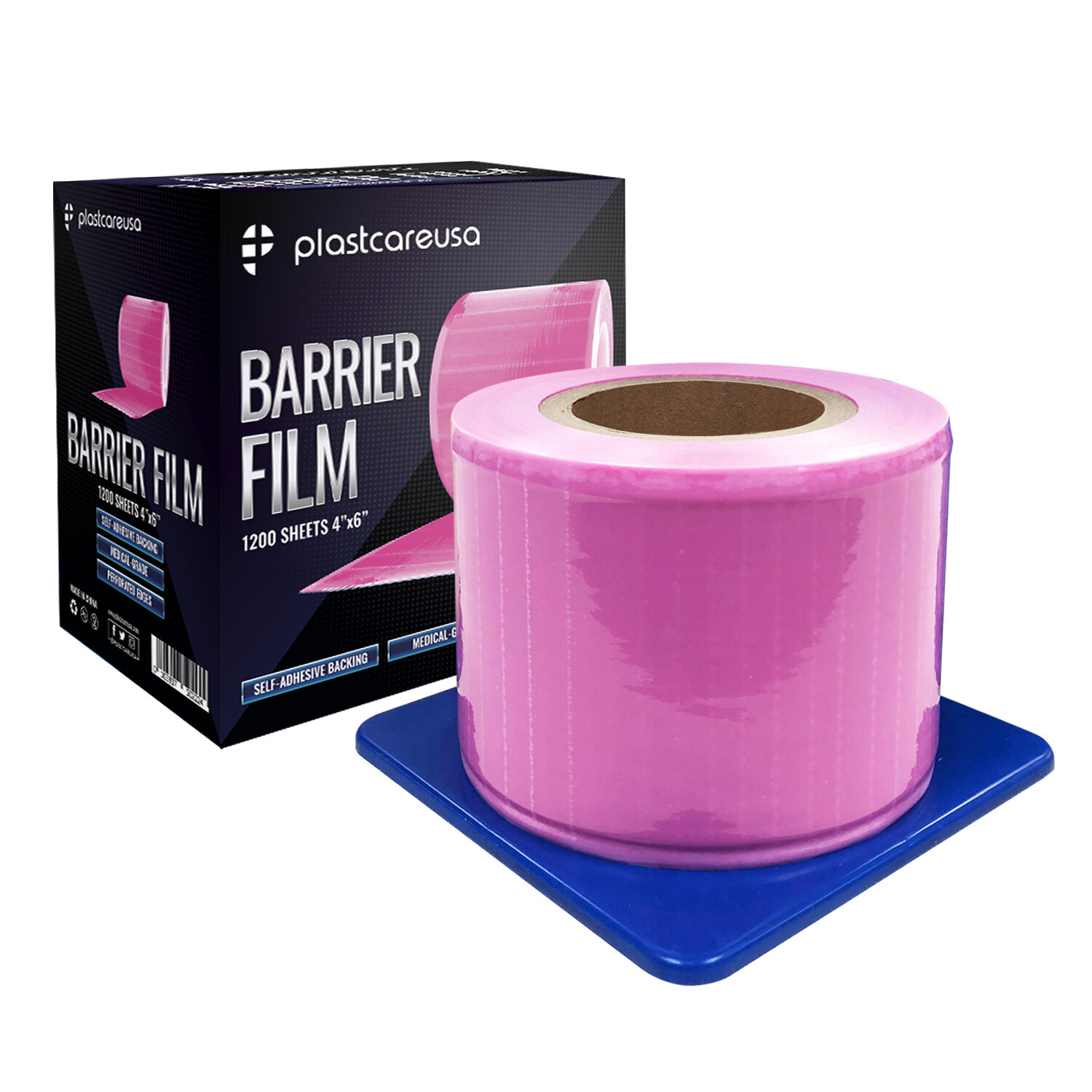 Pink Barrier Film, Plastic Sheeting Dental, Adhesive Surface 1200 4″ x 6″ Sheets