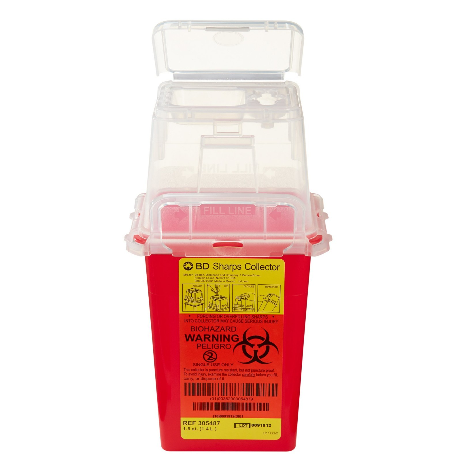 Becton-Dickinson 305487 BD Sharps Collector Top 1.5 Quart Red