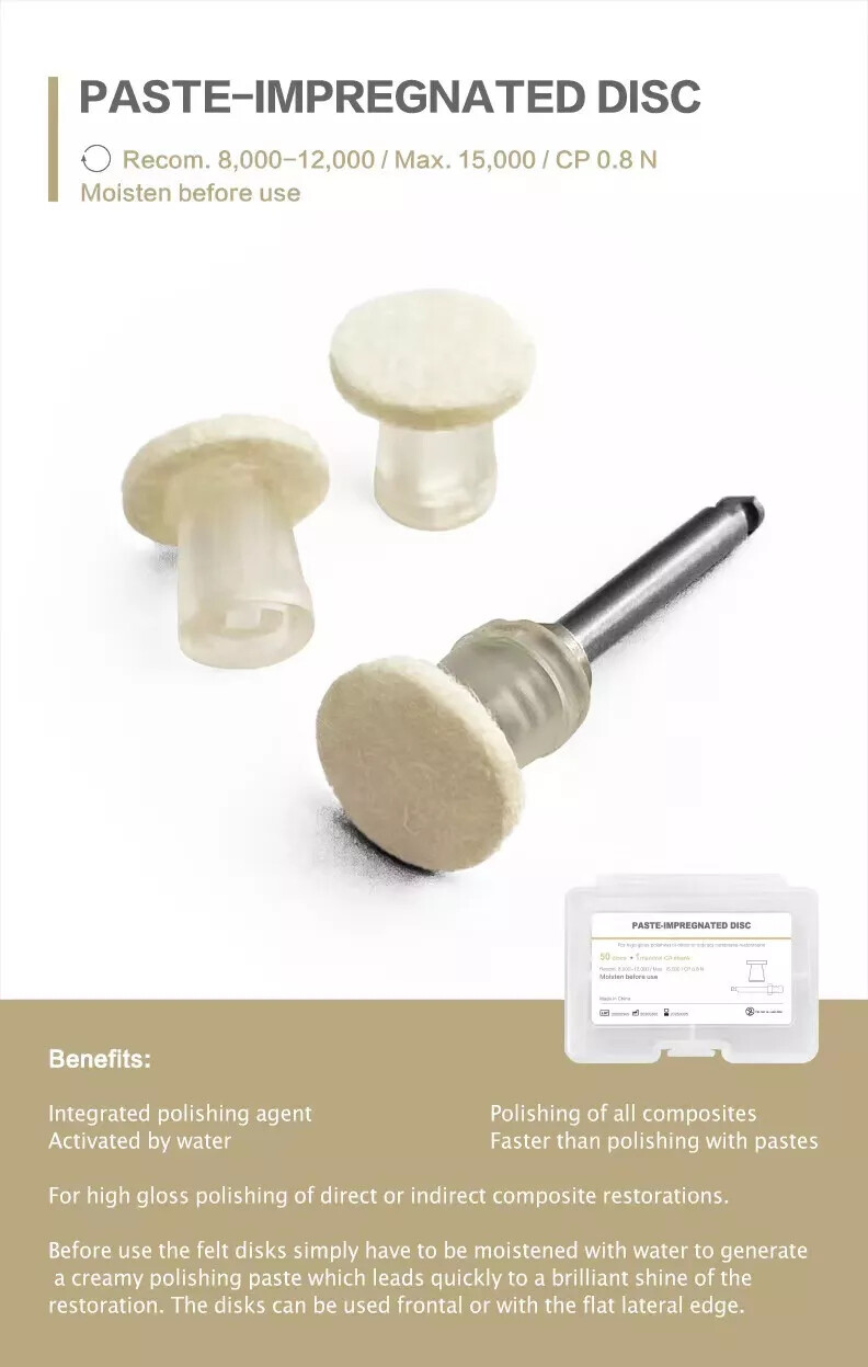 Dental Composite Resin Polishing Discs Pasted impregnated Felt Wheels Mandrel