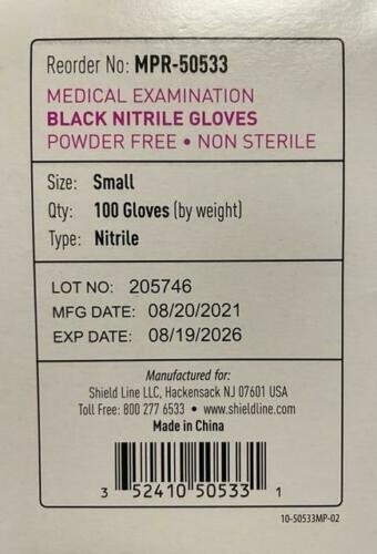 MedPride Medical Examination Nitrile Gloves,N/S Powder Free, Small-Black-1000/CS