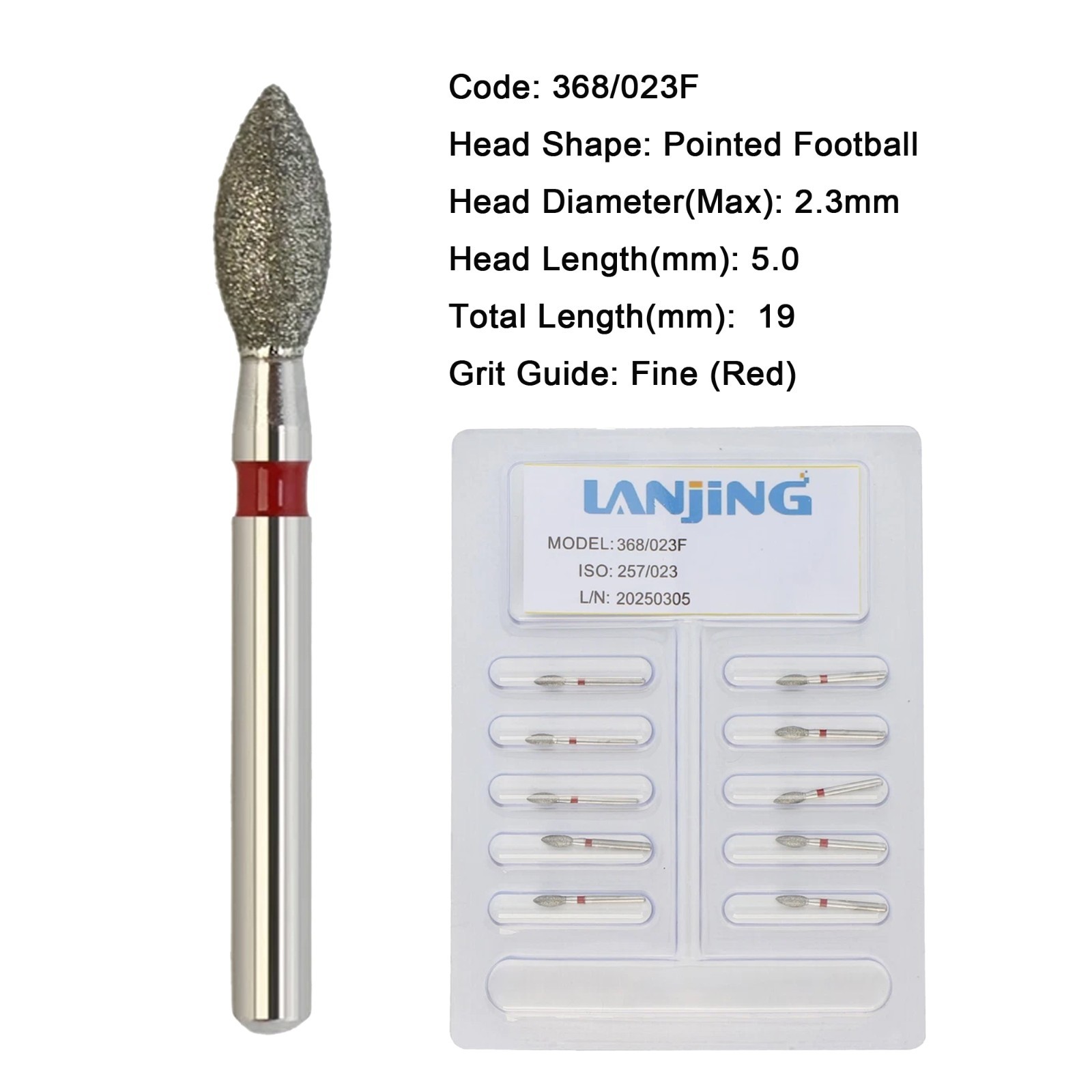 Dental Diamond FG Burs Round End Taper Cylinder Football Pear Barrel High Speed