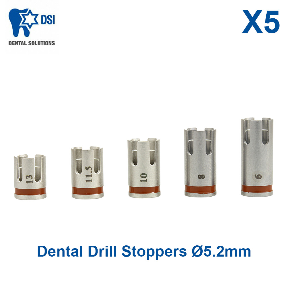 5x DSI Dental Fixture Drill Stoppers Ø5.2mm Drilling Surg Stainless Stopper