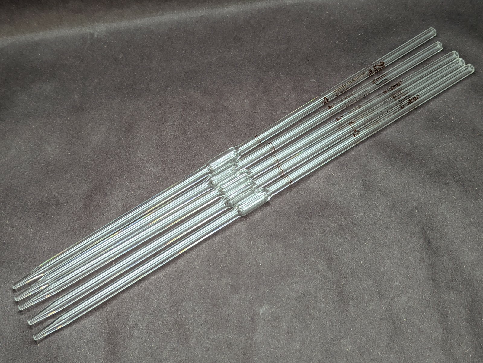 Lot of (5) Pfeiffer Glass TC 2.5mL Class A Bulb Volumetric Pipette Reusable