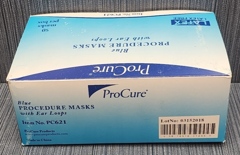 NEW 50 Pack Procure Procedure Face Masks Blue with Ear Loops Disposable Medical