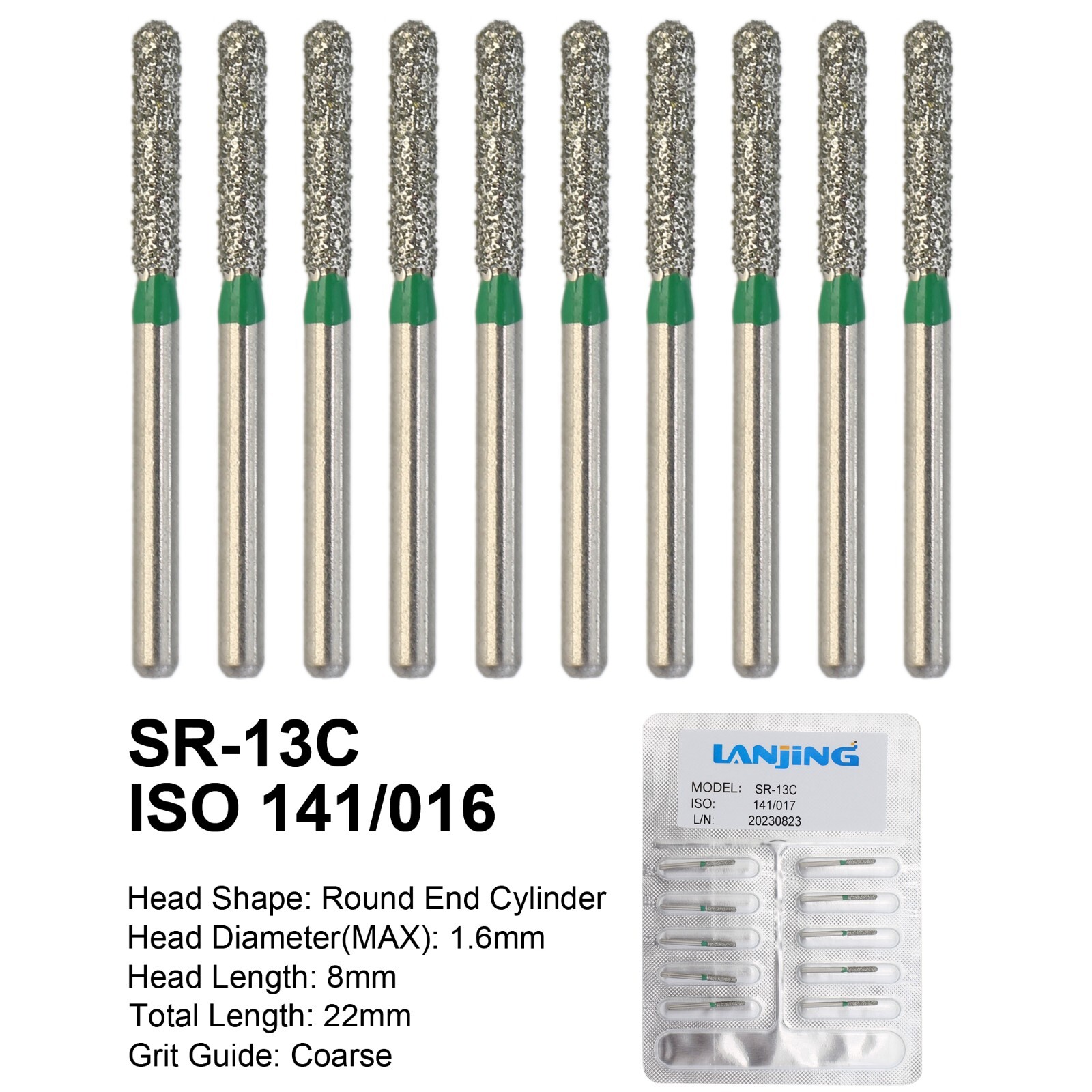 Dental Diamond Bur FG Round End Cylinder SR-13C SR-11SC SR-14C Coarse High Speed