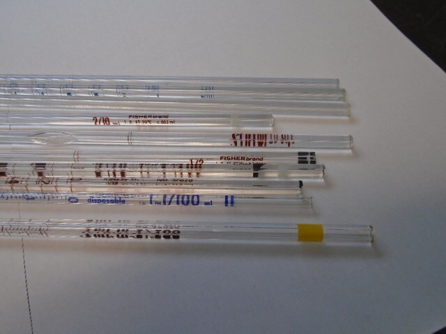 FISHER PYREX KIMAX Glass Serological Pipettes Variety Lot of 10