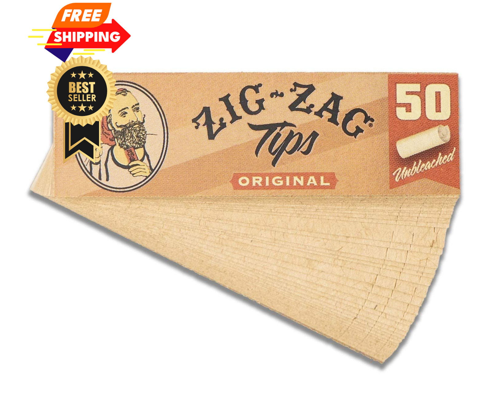 Zig-Zag Rolling Paper Unbleached Filter 50 Count (Pack of 5), Raw