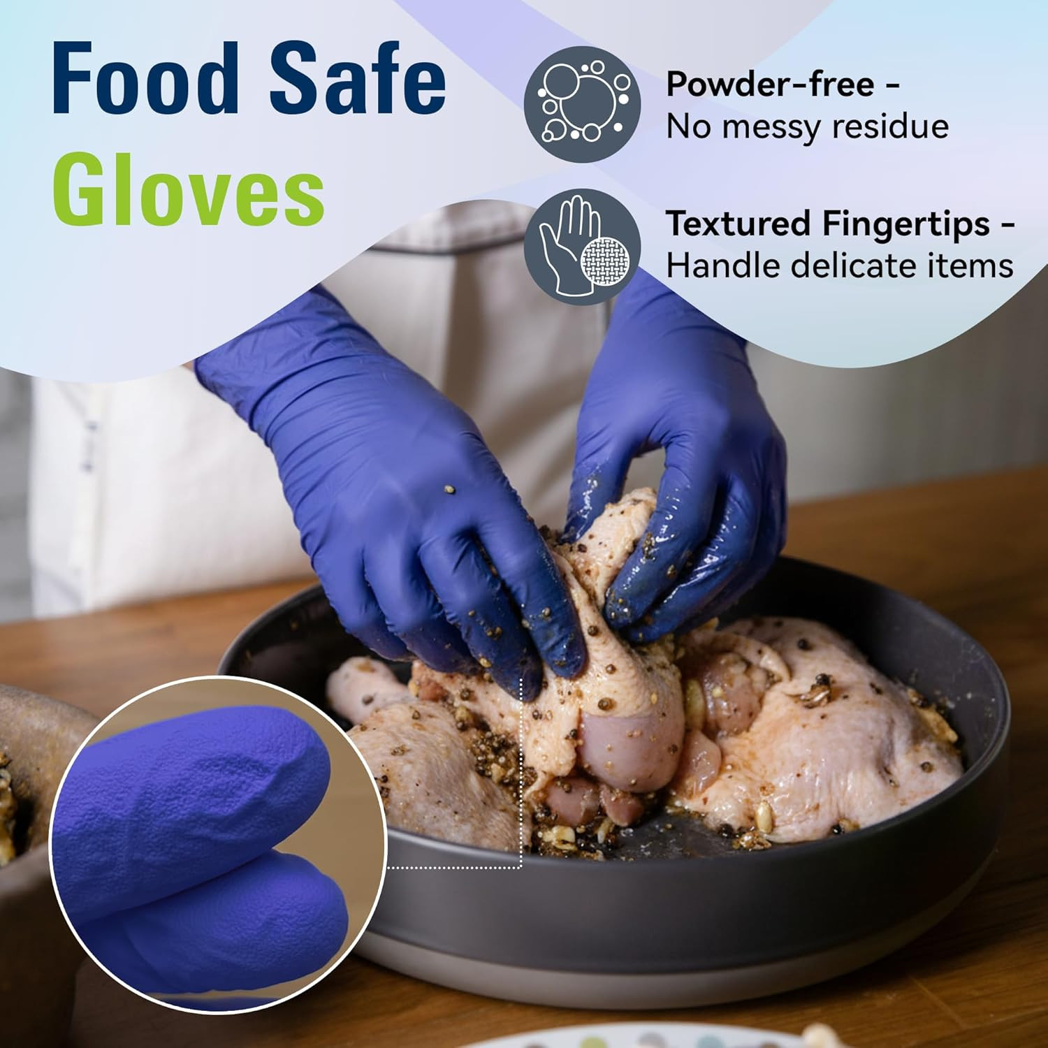 SWIFTLITE Disposable Nitrile Gloves, Food Safe, Latex-Free Powder-Free, Kitchen