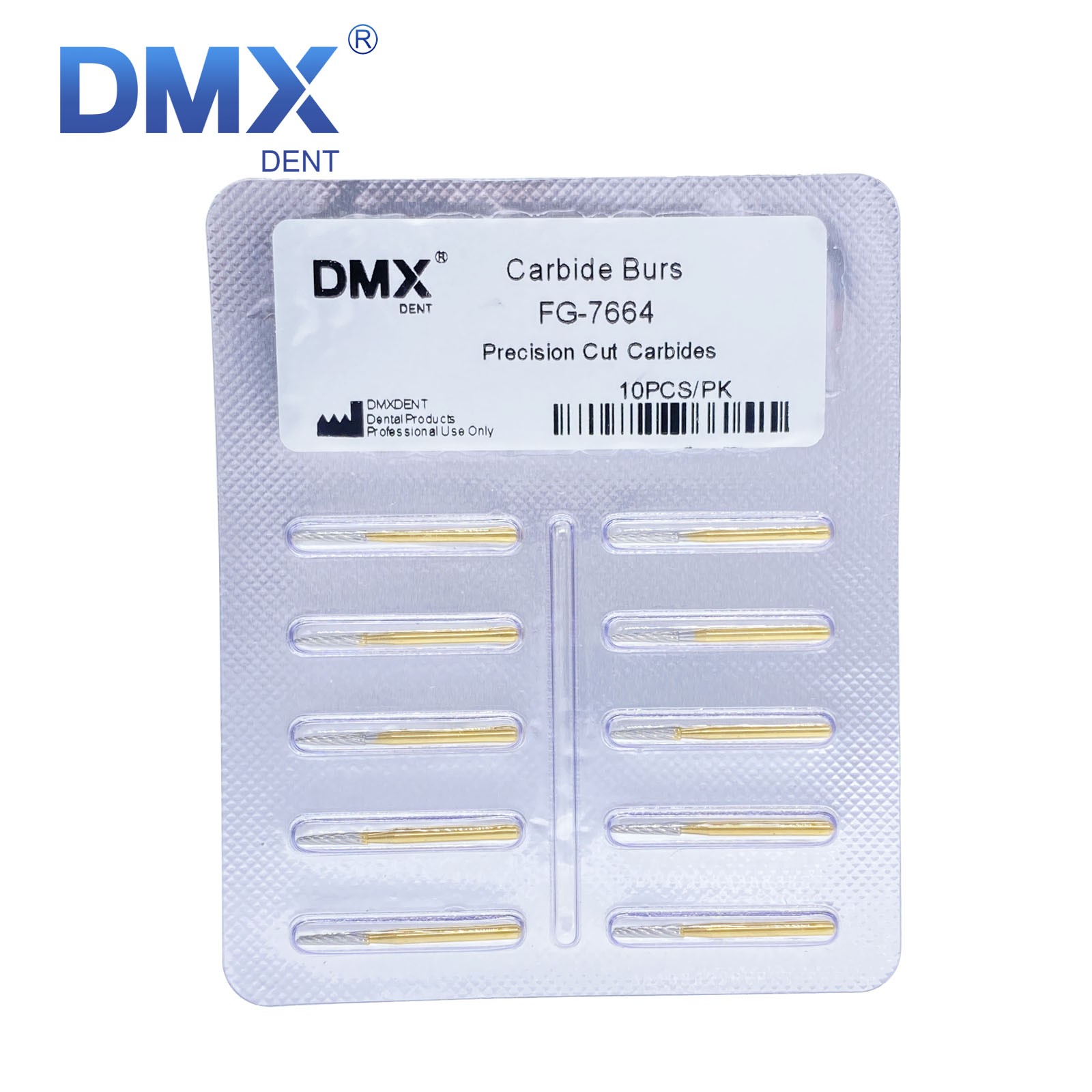 Dental Tungsten Carbide Burs Drill Trimming & Finishing Round End Taper FG 7664
