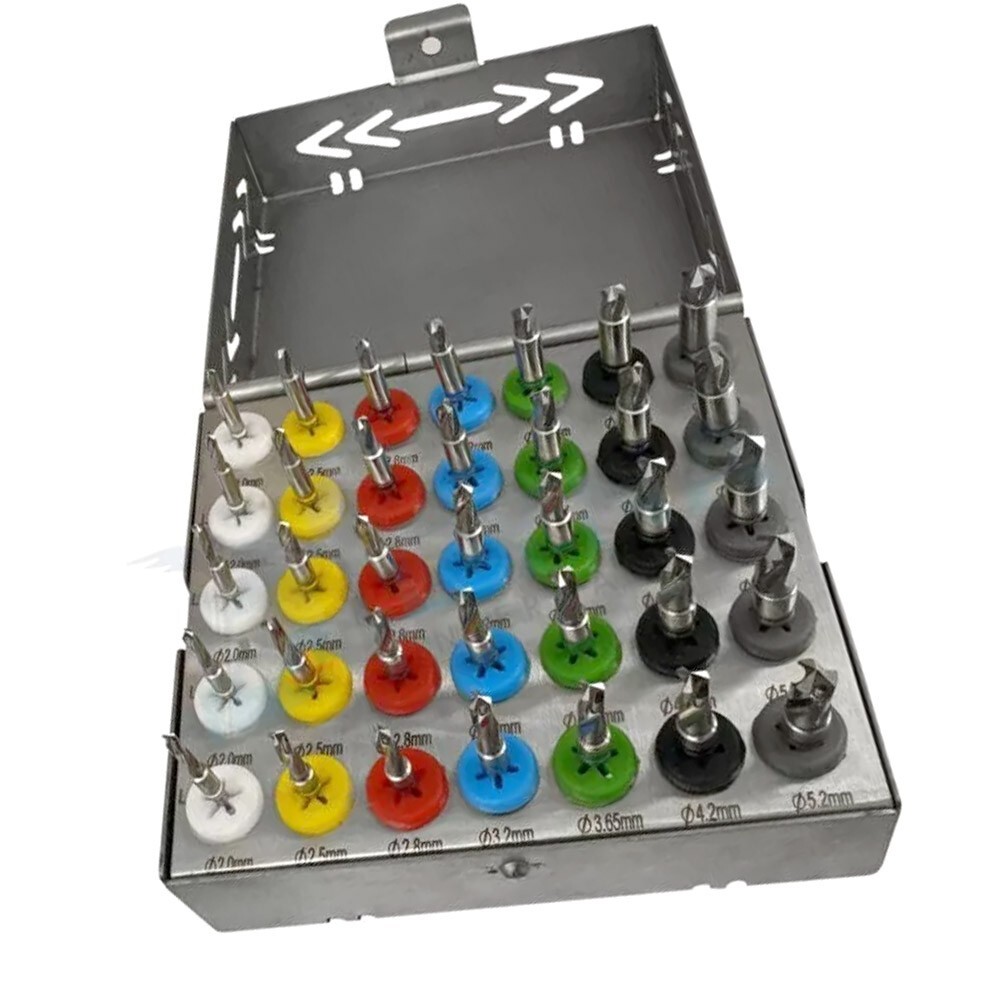 30 Pcs Kit Stopper Universal Dental Implant Conical Drills with Box