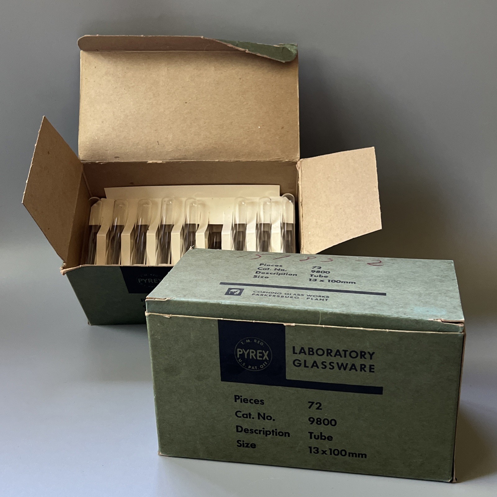 Vtg Pyrex 9800 Test Tubes Lot 13x100mm Glass Lab Ware 1 Full Box 1 Partial 116ct
