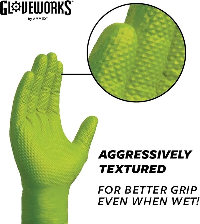 GLOVEWORKS HD Green Nitrile Gloves XL
