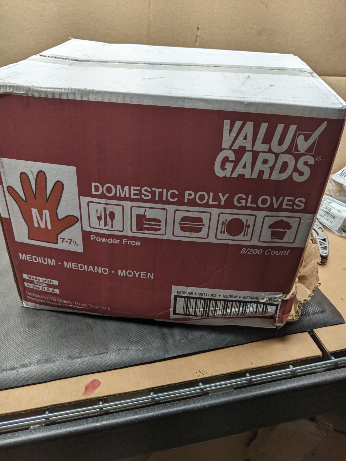 200/8CT PE ValuGards Disposable Poly Gloves Powder Free Medium Food Service
