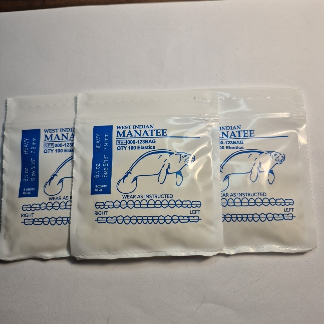 3-American Orthodontics Elastics 6.5 Oz, Heavy 5/16″ Size – West Indian Manatee