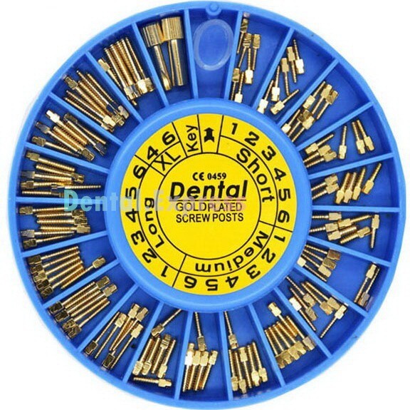 120pcs Dental Screw Post Titanium Kit Silver Gold Plated Conical Root Canal Pins