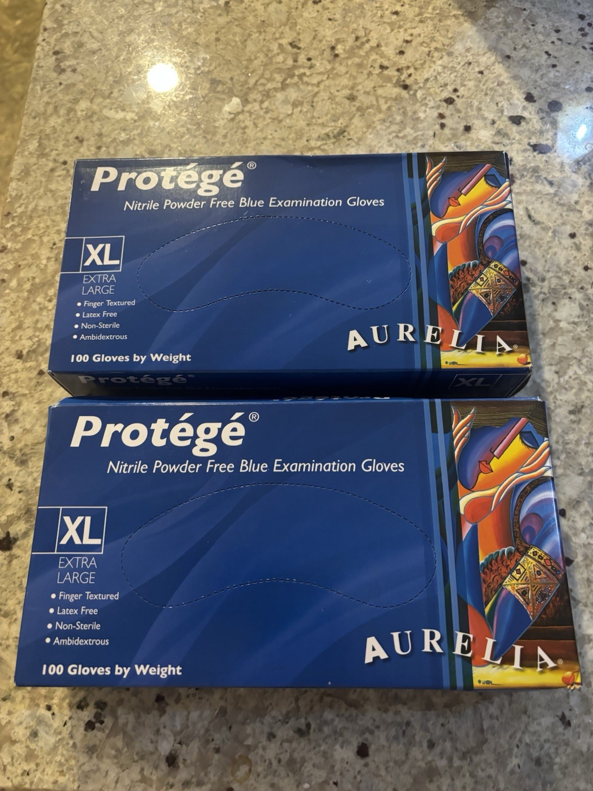 LOT OF 2 Protege Blue Medical Nitrile Exam Gloves Powder Free-100 Gloves /Box XL