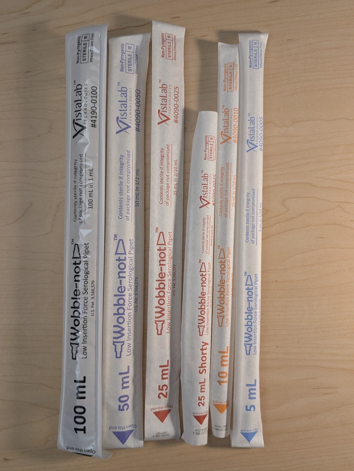 Vistalab Wobble-not serological pipets — 2 variety packs (12 pcs, 5–100 mL