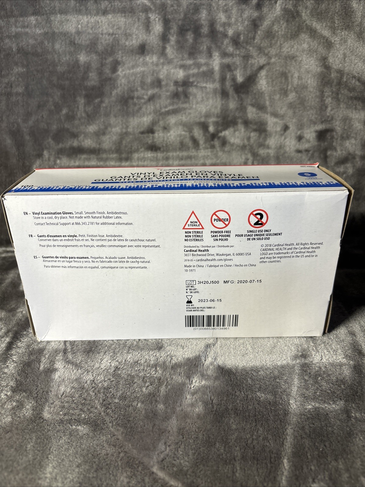 Cardinal Health Vinyl Exam Gloves Clear Smooth Finish Large 100 Gloves Small