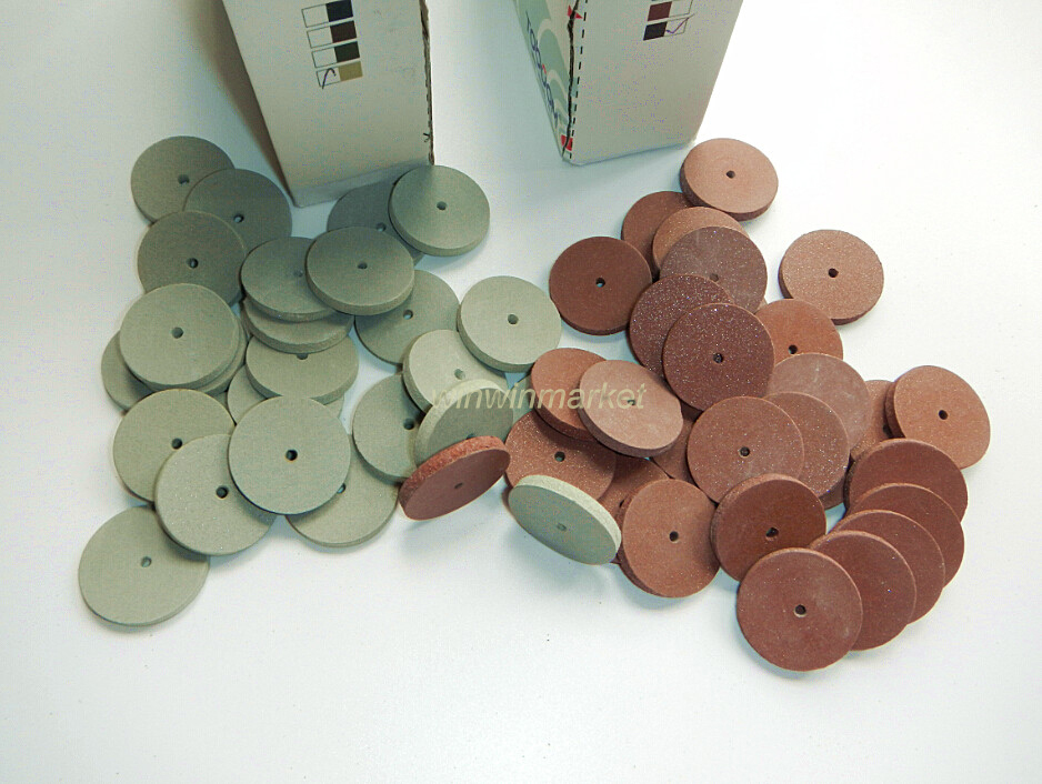 50pcs Assorted Dental Lab Polishing Wheels Burs Silicone Polishers White Brown