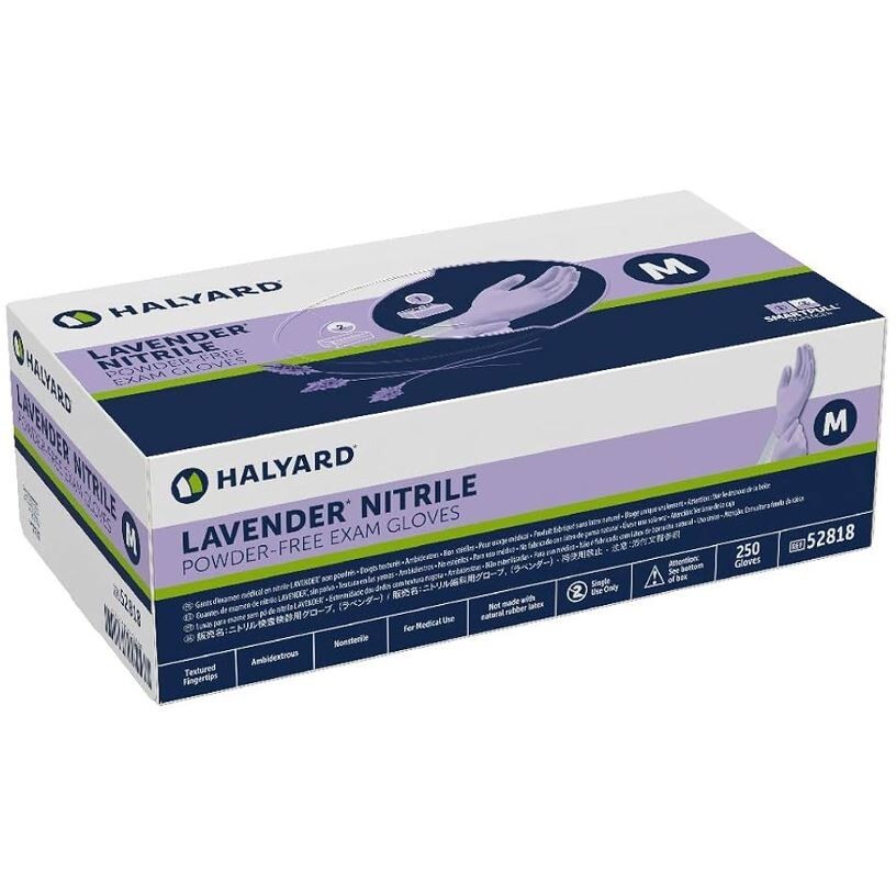 *250-Gloves* Halyard Lavender Nitrile Powder-Free Exam Medium 52818