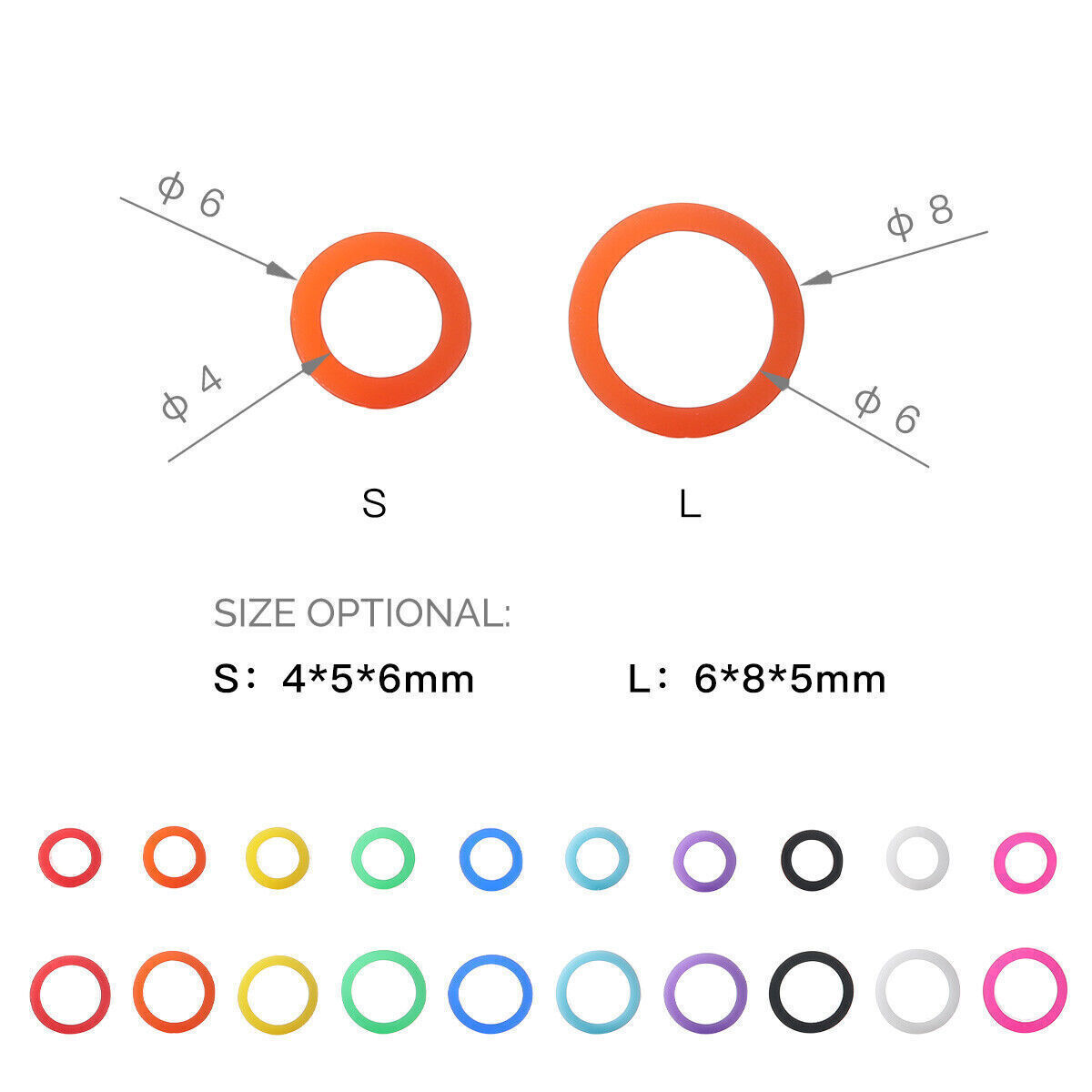 Dental Silicone Color Code Rings Circle Bands Instrument Large/Small 100Pcs/Box