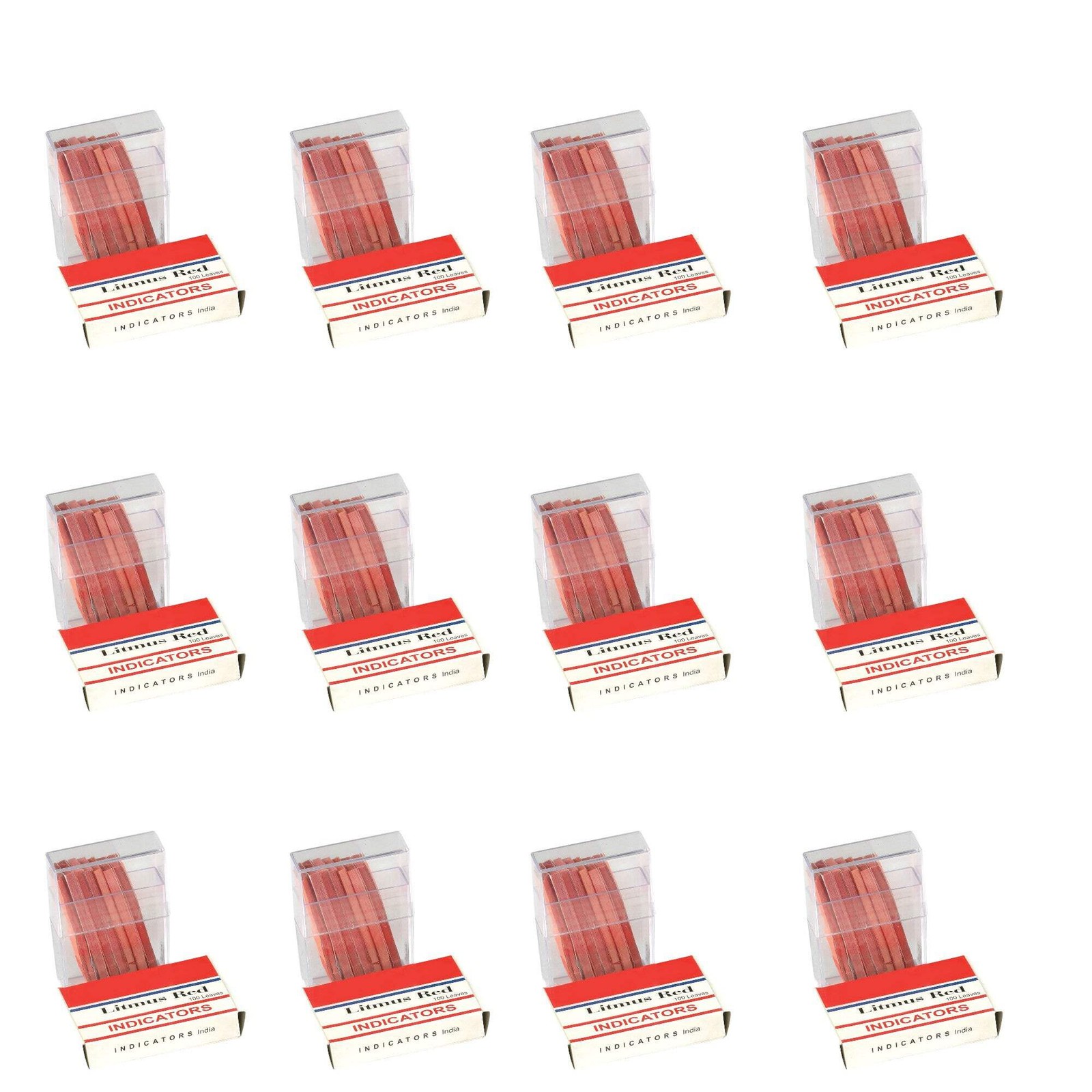 Red Litmus Paper, Case of 12 Packs with 100 Strips Per Pack.