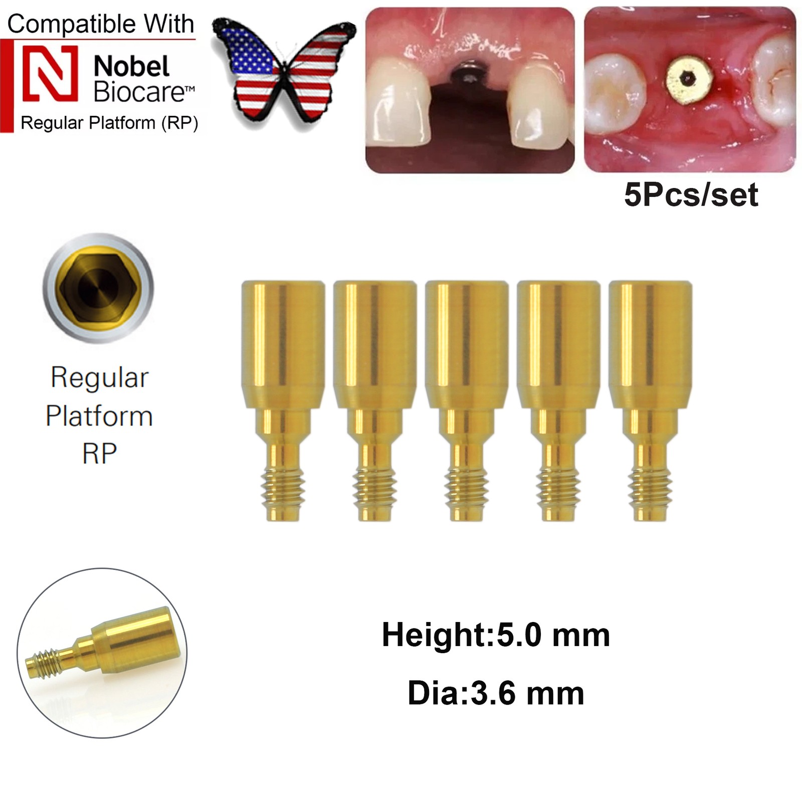 US Nobel Biocare Implant Healing Abutment Cap Titanium NP RP CC Temporary Dental