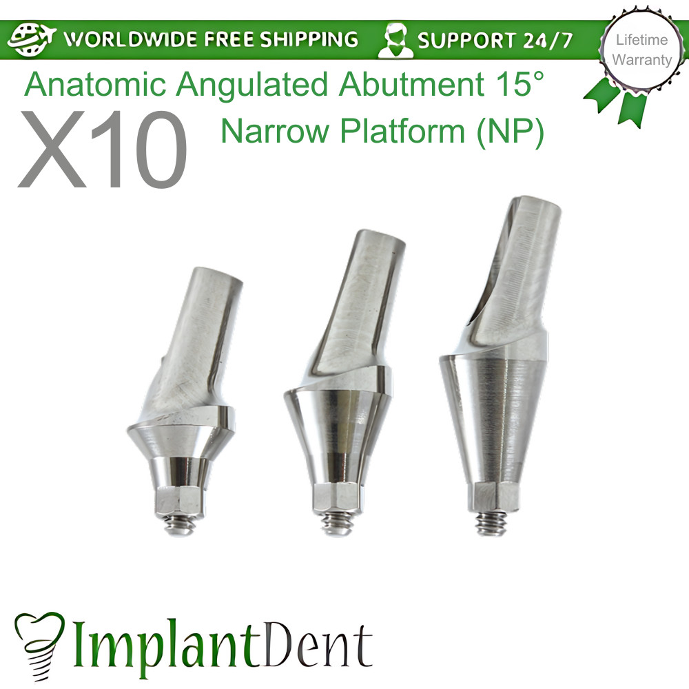10x Anatomic Angulated Dental Prosthetics 15° Narrow Platform Conical Hex 2.25mm