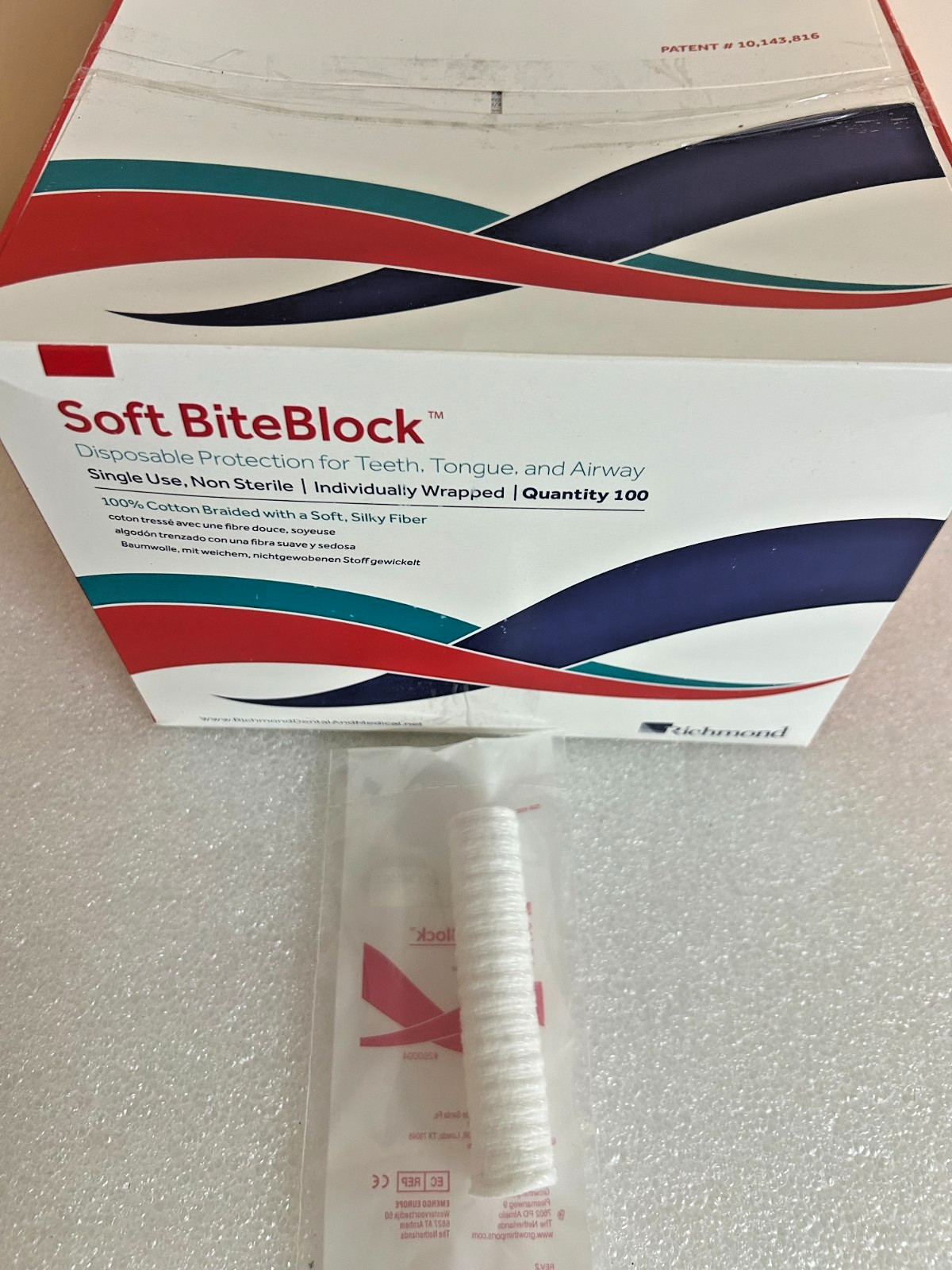 100x Richmond Soft BiteBlock Large 4″ x 3/4″ 260004 New Sealed