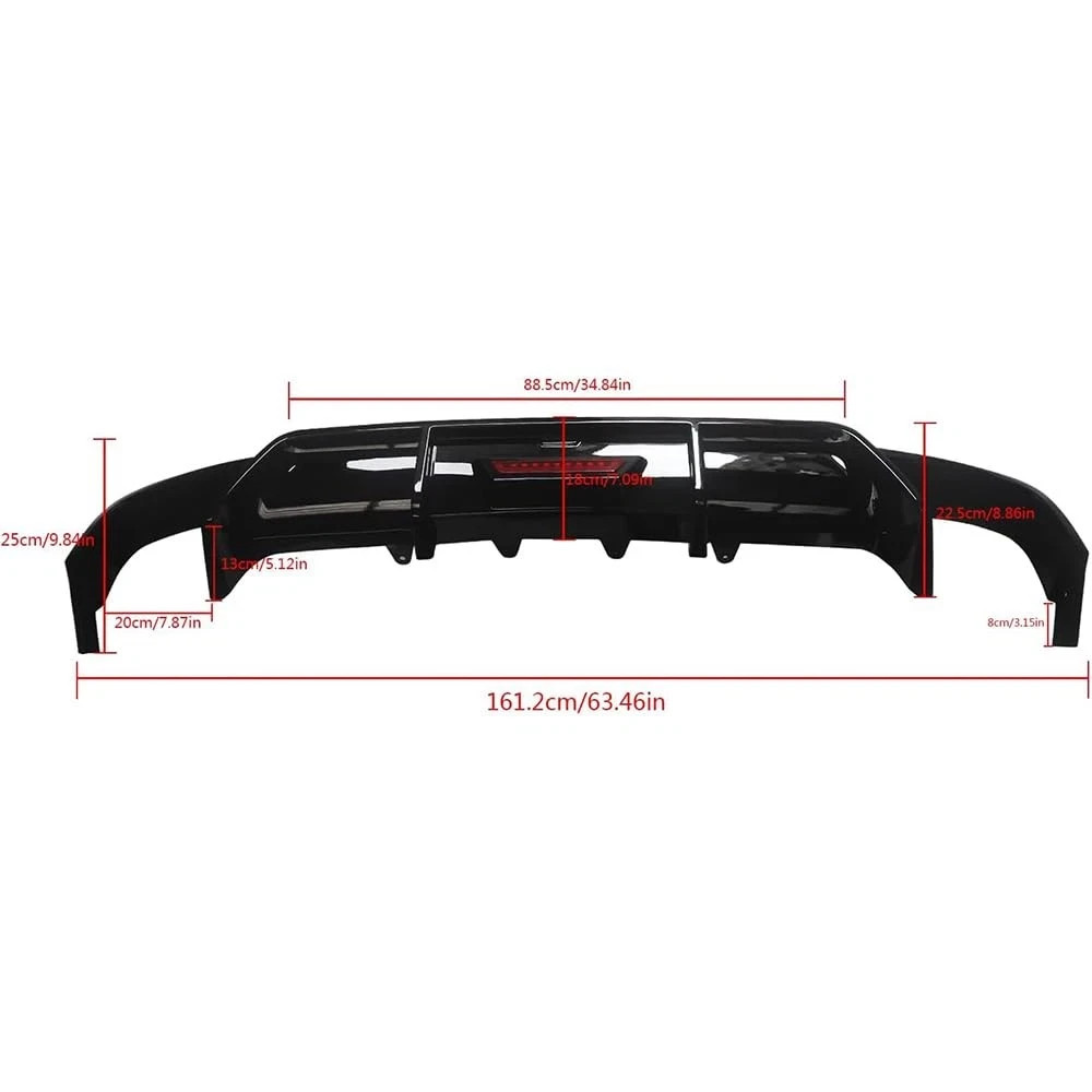 Rear Lip Bumper Diffuser for Camry 18-22 SE XSE with LED Light Glossy Black