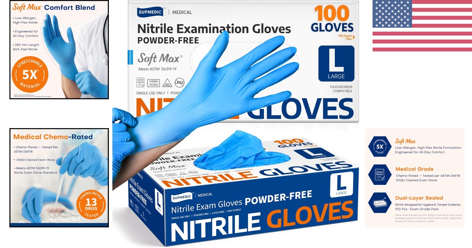 3.5 Mil Nitrile Exam Gloves – 100 Pack, Non-Sterile & Heavyweight for Daily Use