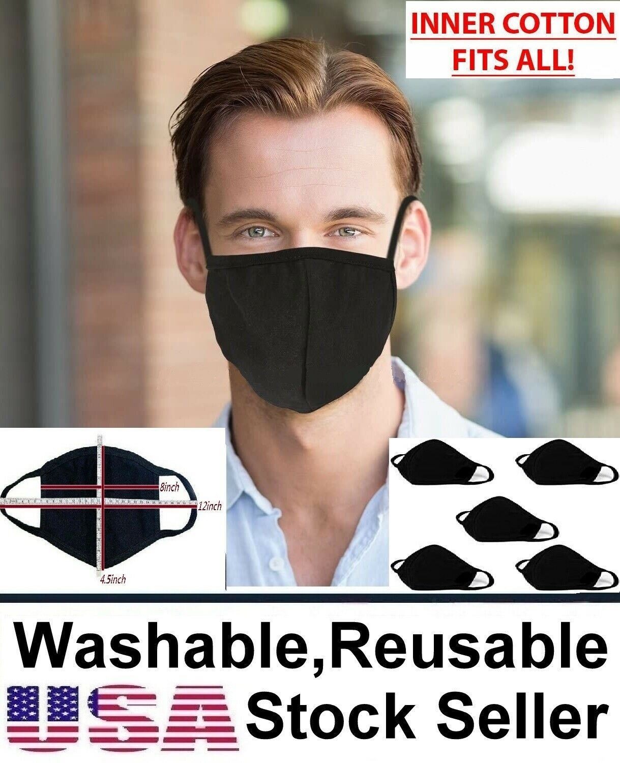 5/10/20/40 Wash,Reusable 100% Cotton Breath Comfortable Double Layer Face Mask