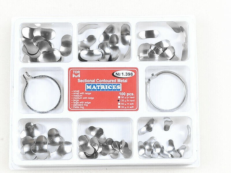 100pcs TOR VM Dental Matrix Bands Sectional Contoured Matrices Wedges