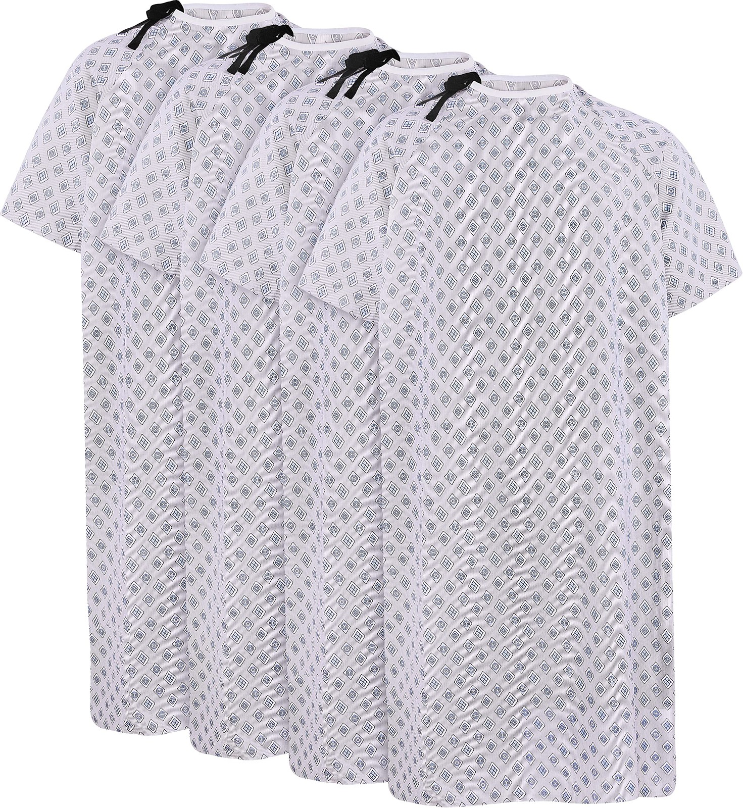 4 Pack Unisex Hospital Gowns Extra Long with Back Tie Fits up to 2XL