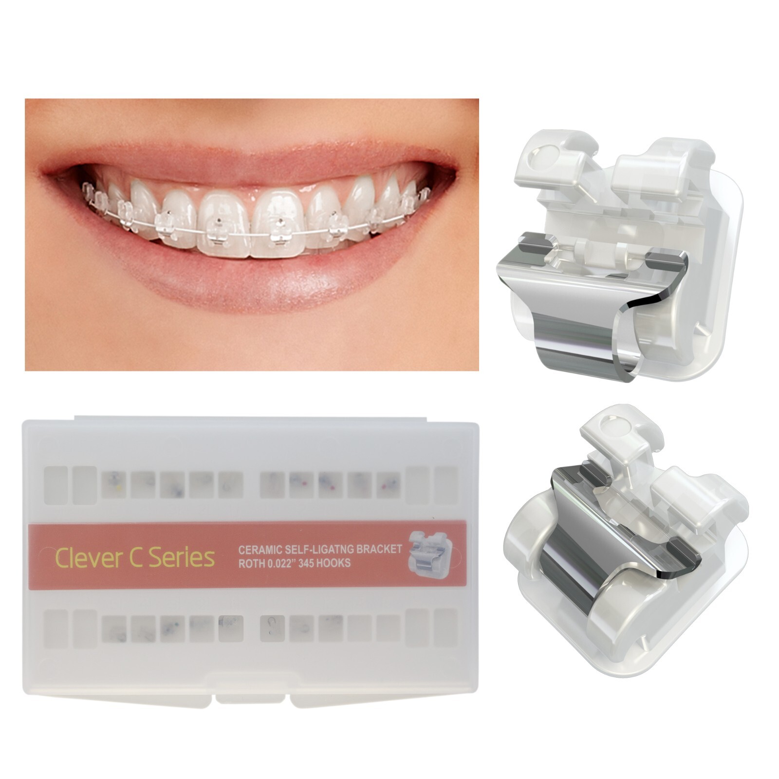 5 Kits Orthodontic Bracket Self Ligating Ceramic Interactive Clip Roth 022 5-5