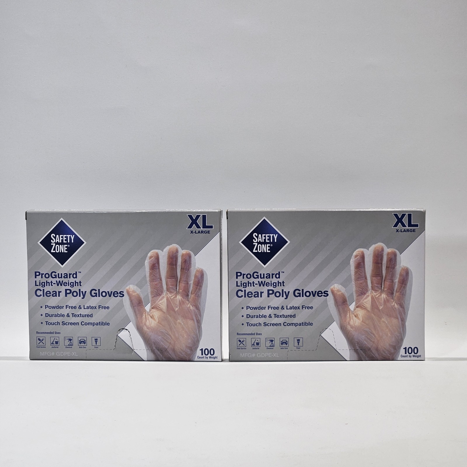 2 Pack Proguard Light Weight Clear Poly Gloves Xl Large.