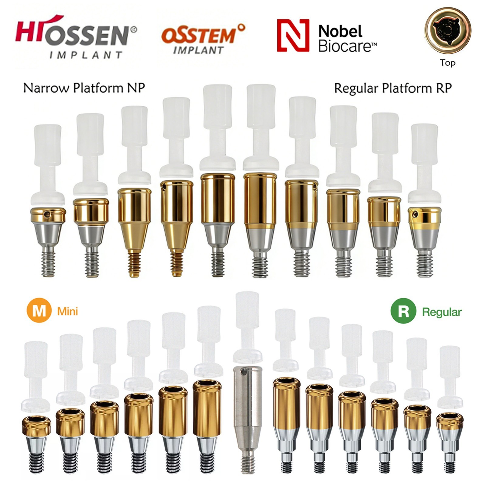 Dental Locator Attachment Abutment & Male Caps for Hiossen/Nobel/Zimmer/Bego/Mis