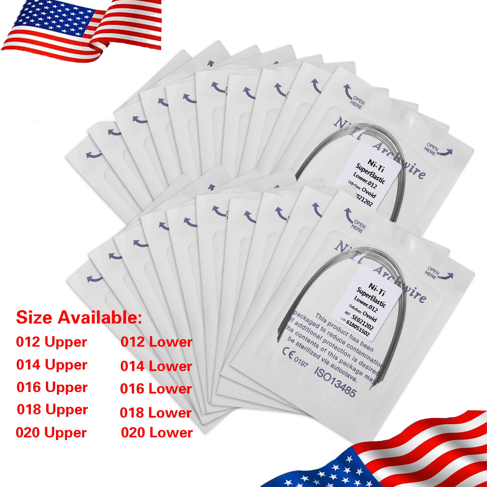 10 bags Dental Orthodontic Super Elastic Arch Wire NiTi Round Ovoid Form Mixed