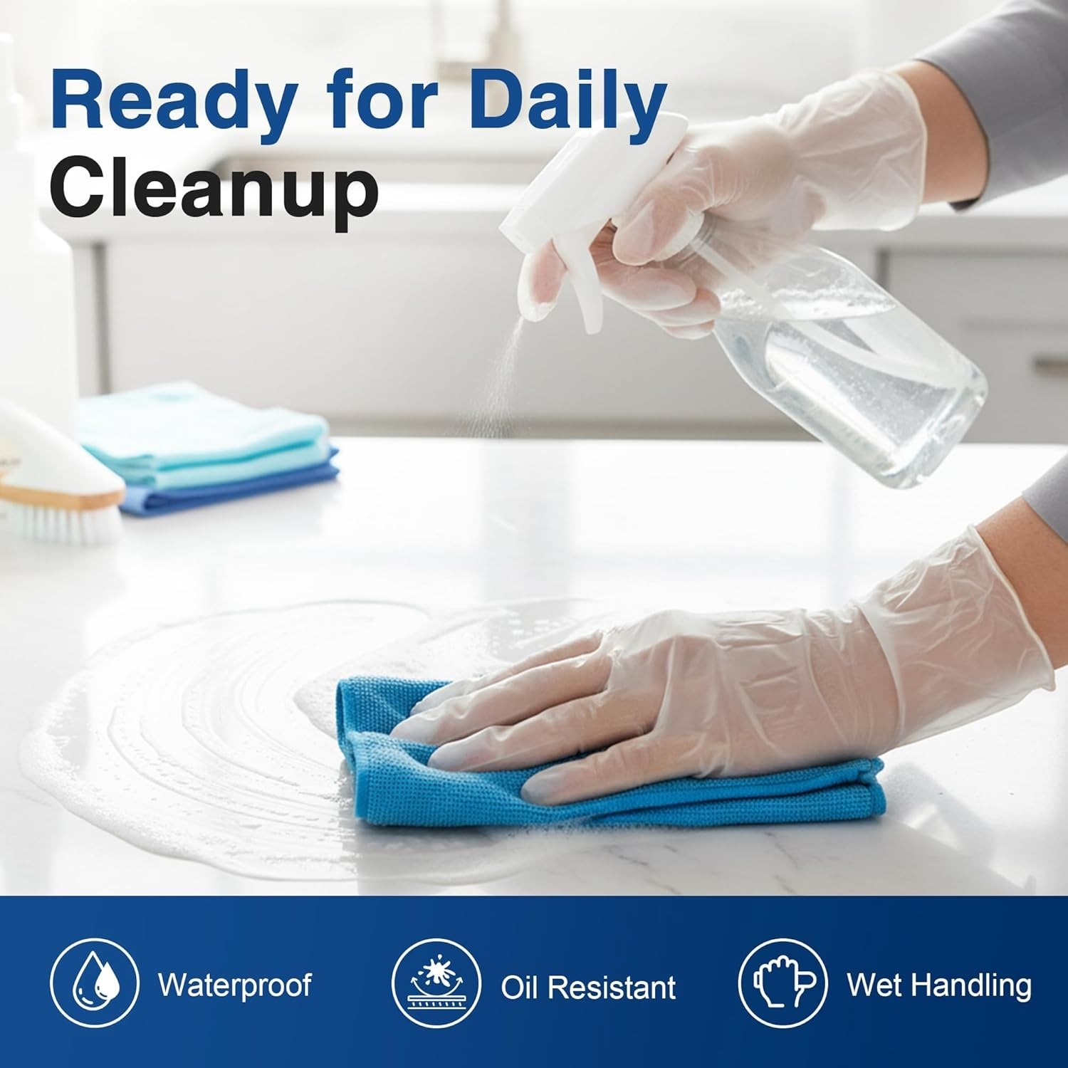 Hypoallergenic Disposable Gloves – Large Clear Vinyl, Food-Safe, 100 Count