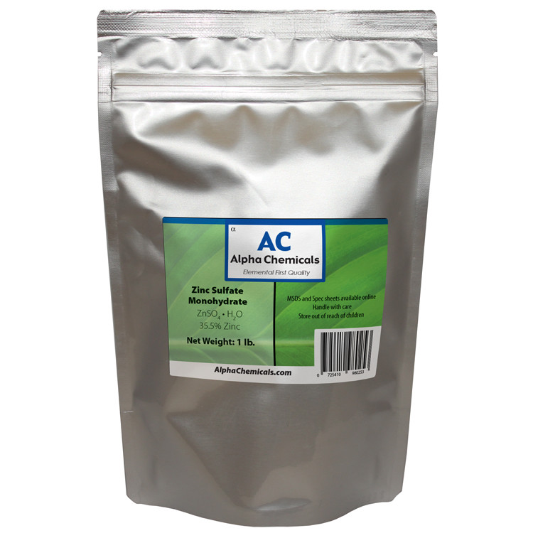 Zinc Sulfate Monohydrate Powder – 35.5% Zn – 1 Pound